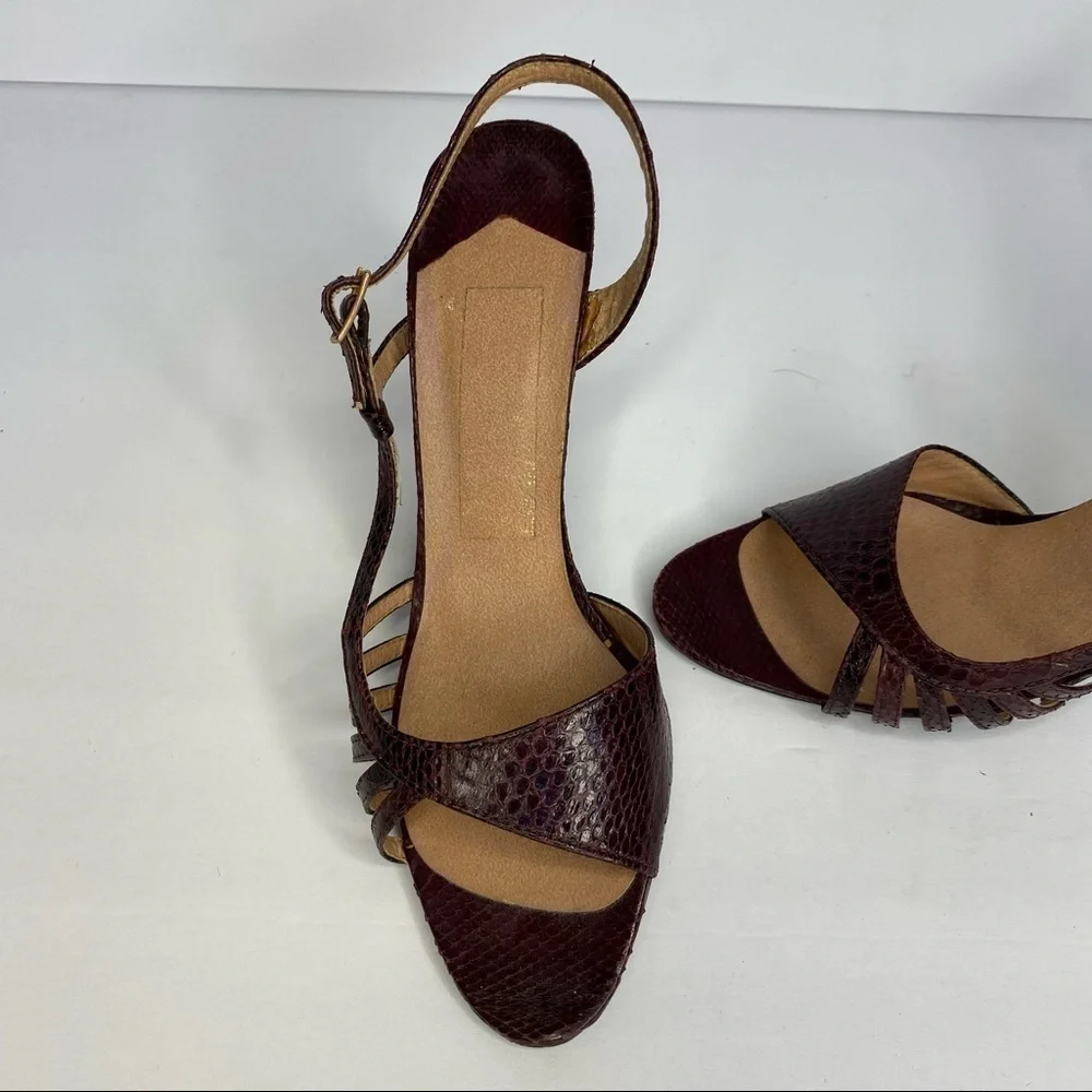 𝅺GENUINE Snakeskin Burgundy Heels